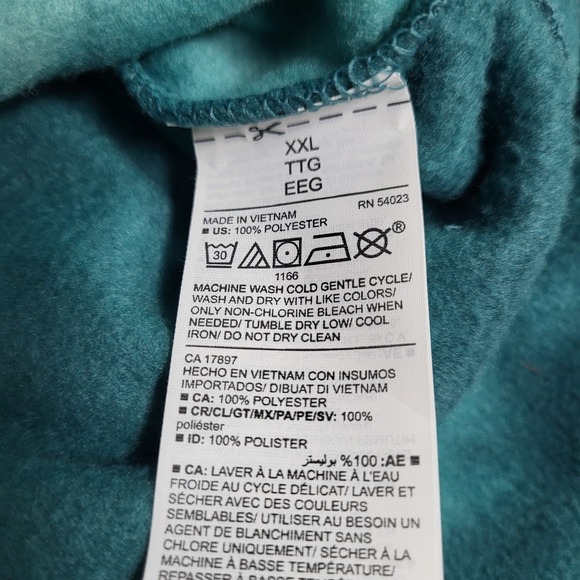 Old Navy Go Warm Cropped Sweatshirt XXL Teal Blue Tie Dye Fleece Mock Neck - Picture 7 of 7